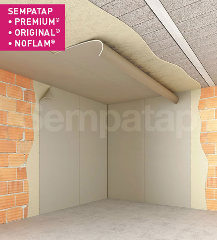 SempaTap Premium, Original en Noflam zijn veelzijdige oplossingen voor warmte-isolatie en geluidsabsorptie, doeltreffend tegen vochtigheid en scheuren.