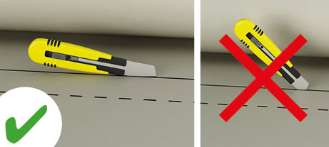 De producten voor geluidsisolatie, warmte-isolatie en geluidsabsorptie zijn eenvoudig met een cutter op maat te snijden.